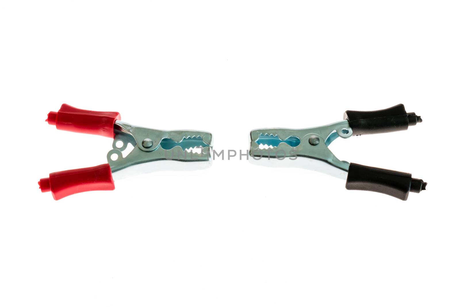 Electrical metal clamps with insulated red and black