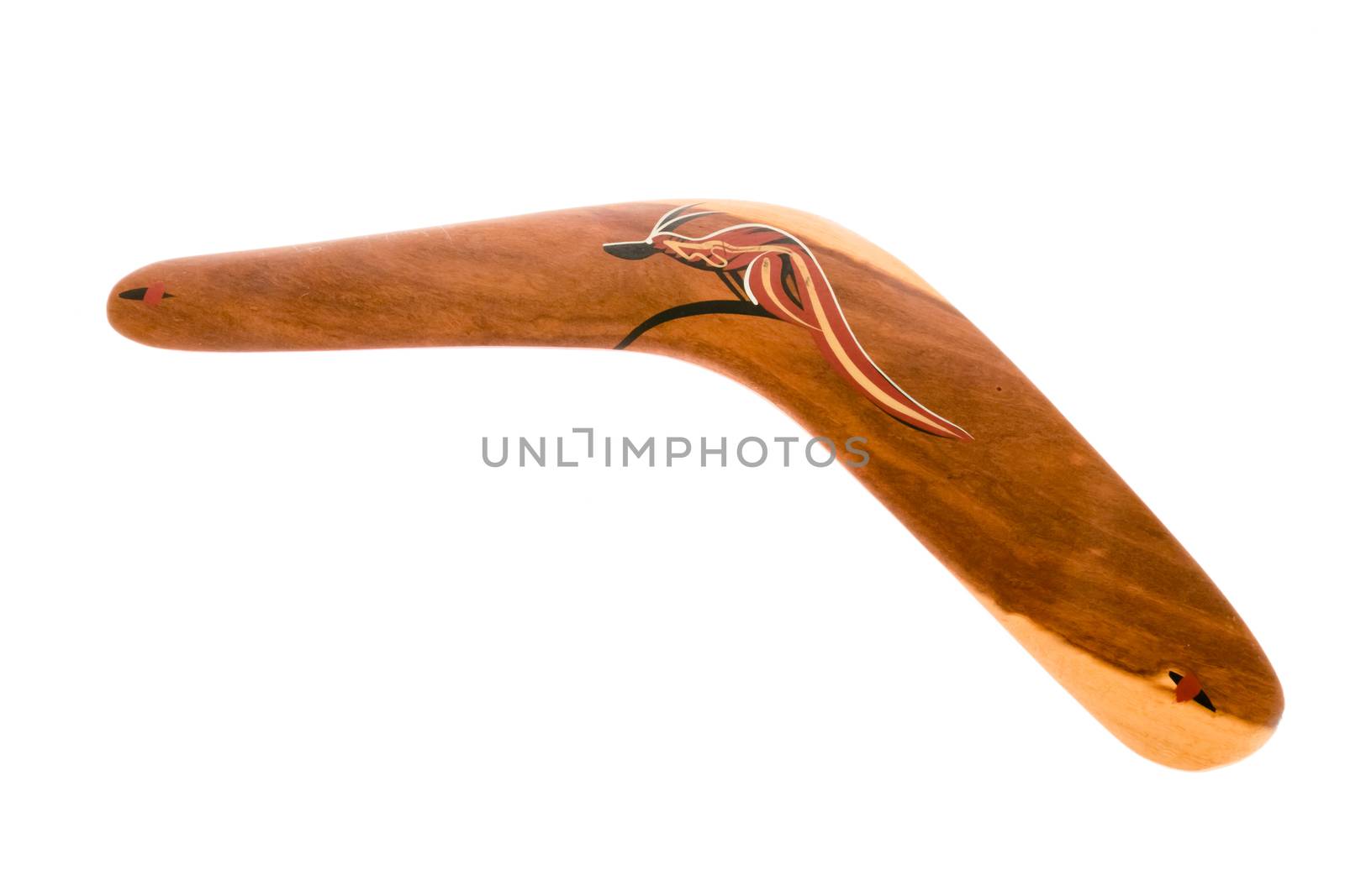 Original australian wooden boomerang withn cangaroo painted