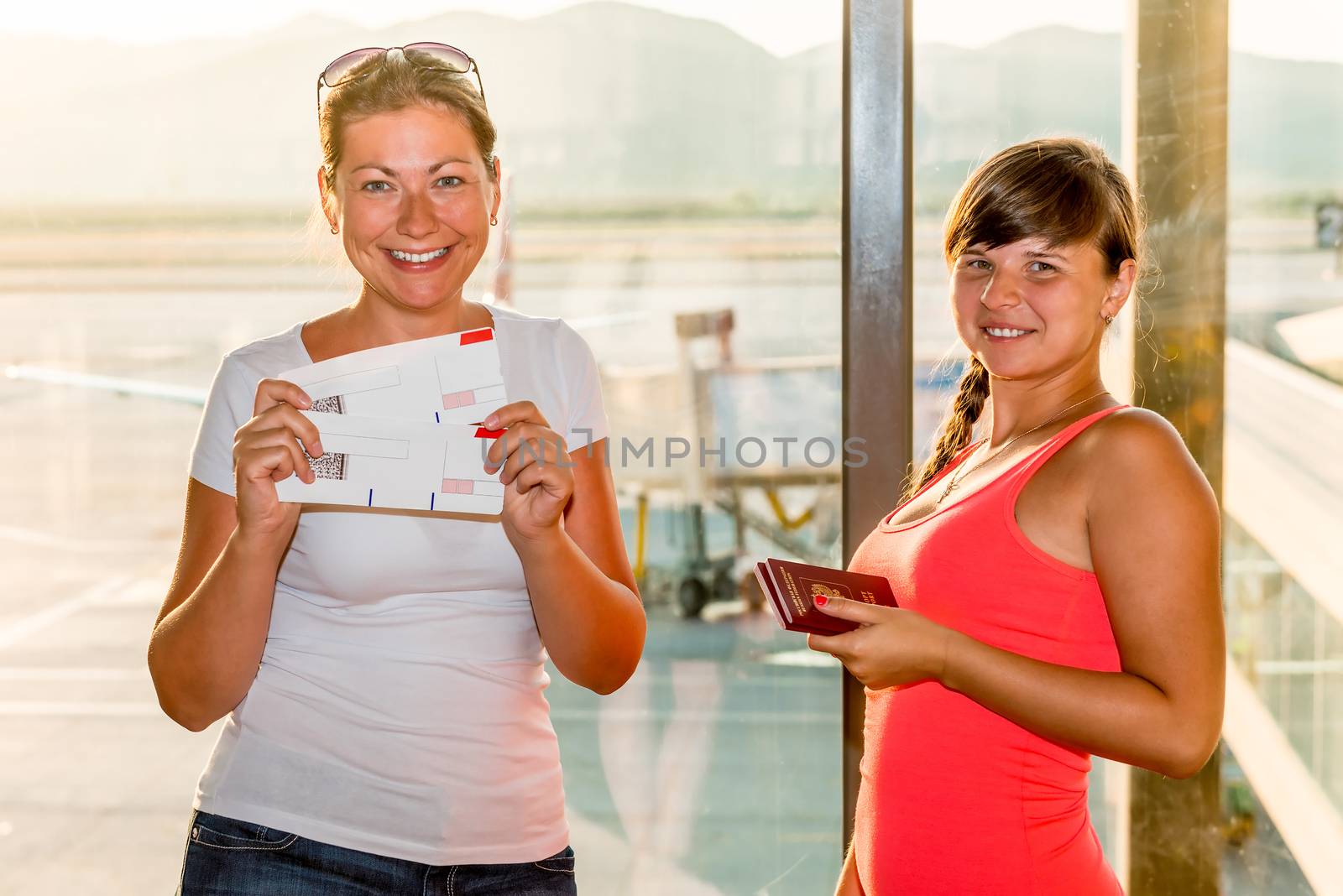 young beautiful girl with forms boarding passes