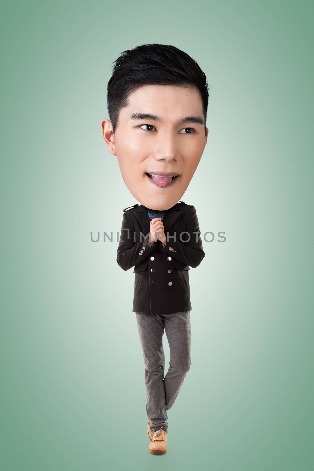 Funny Asian big head man by elwynn
