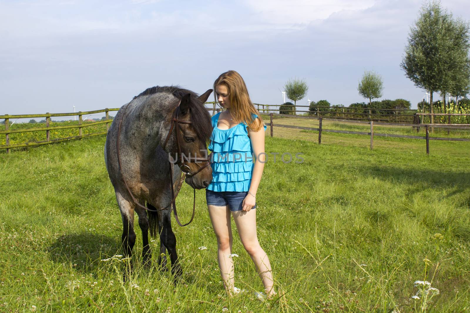 young girl and her horse by miradrozdowski