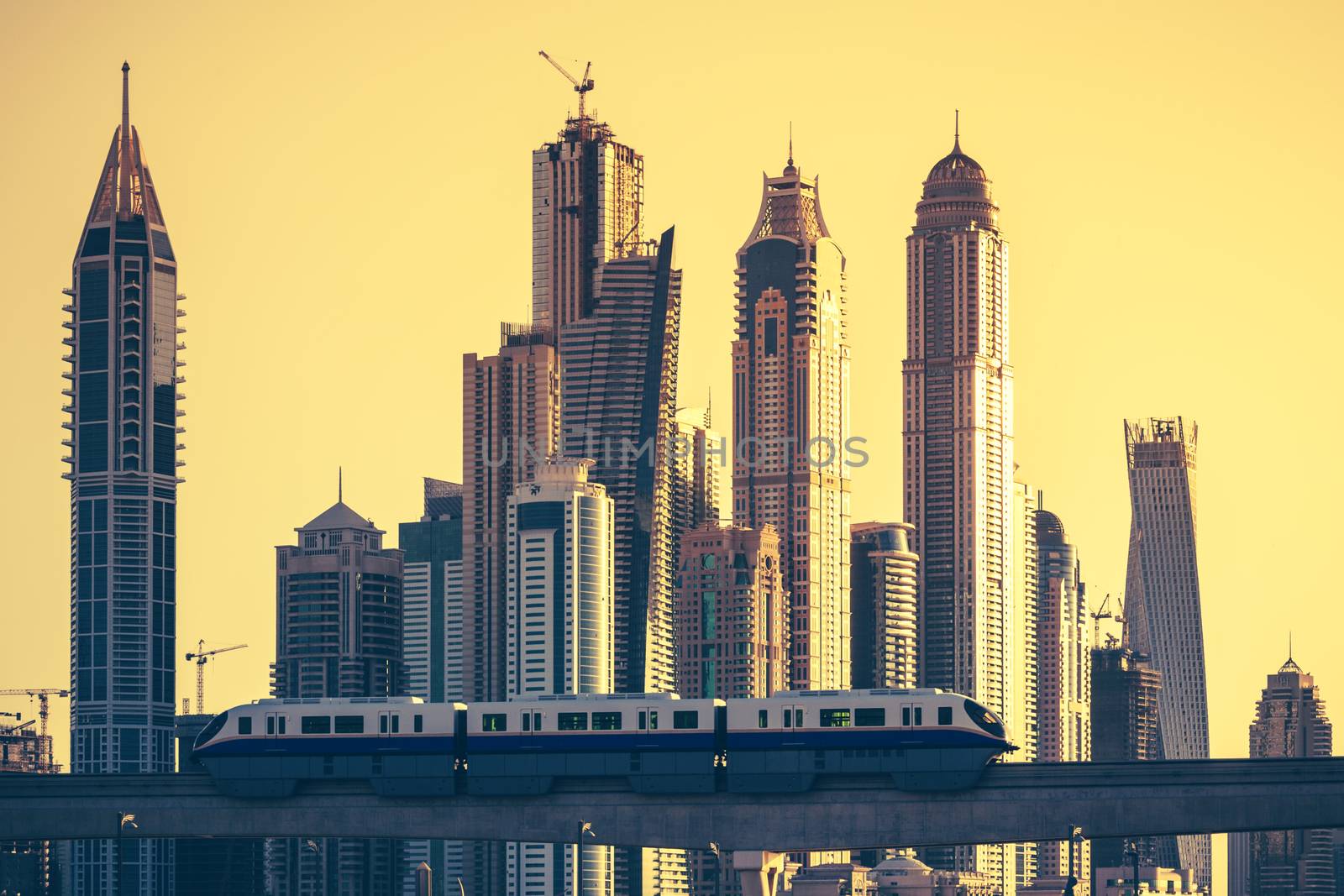 View of Dubai with subway by vwalakte