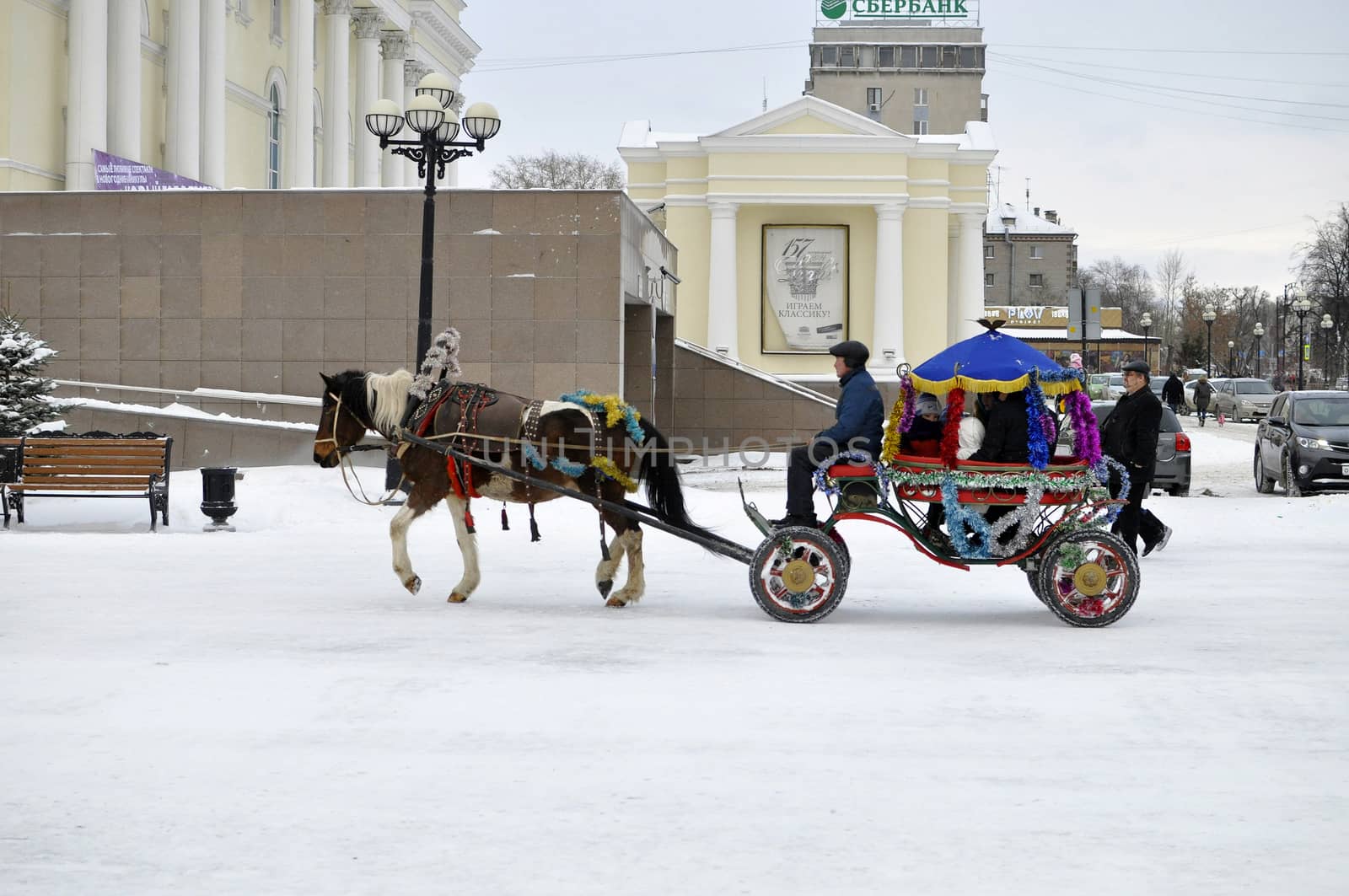 Festive New Year's drivings in the carriage