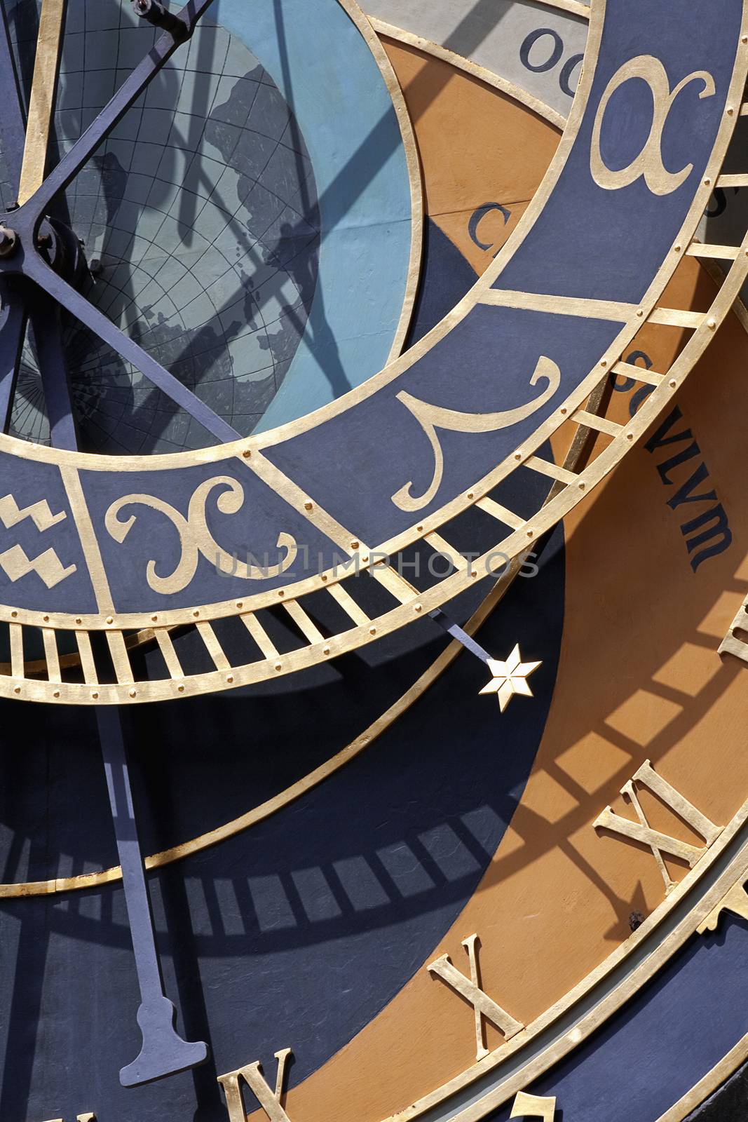 detail of astronomical clock of old town hall, old town square, prague