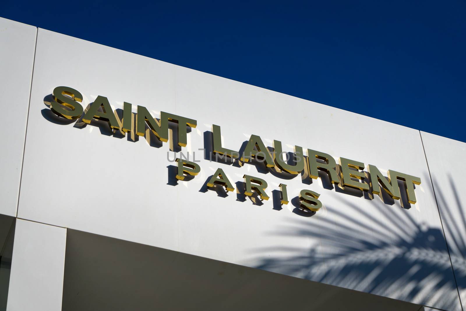 BEVERLY HILLS, CA/USA - JANUARY 3, 2015: Saint Laurent Paris retail store exterior. Yves Saint Laurent is a luxury fashion house.