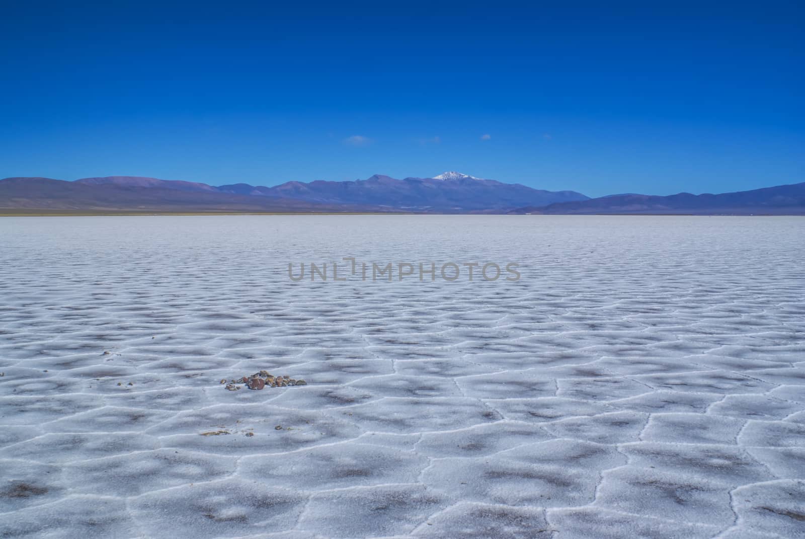 Picturesque view of salt planes Salina Grandes in Argentina