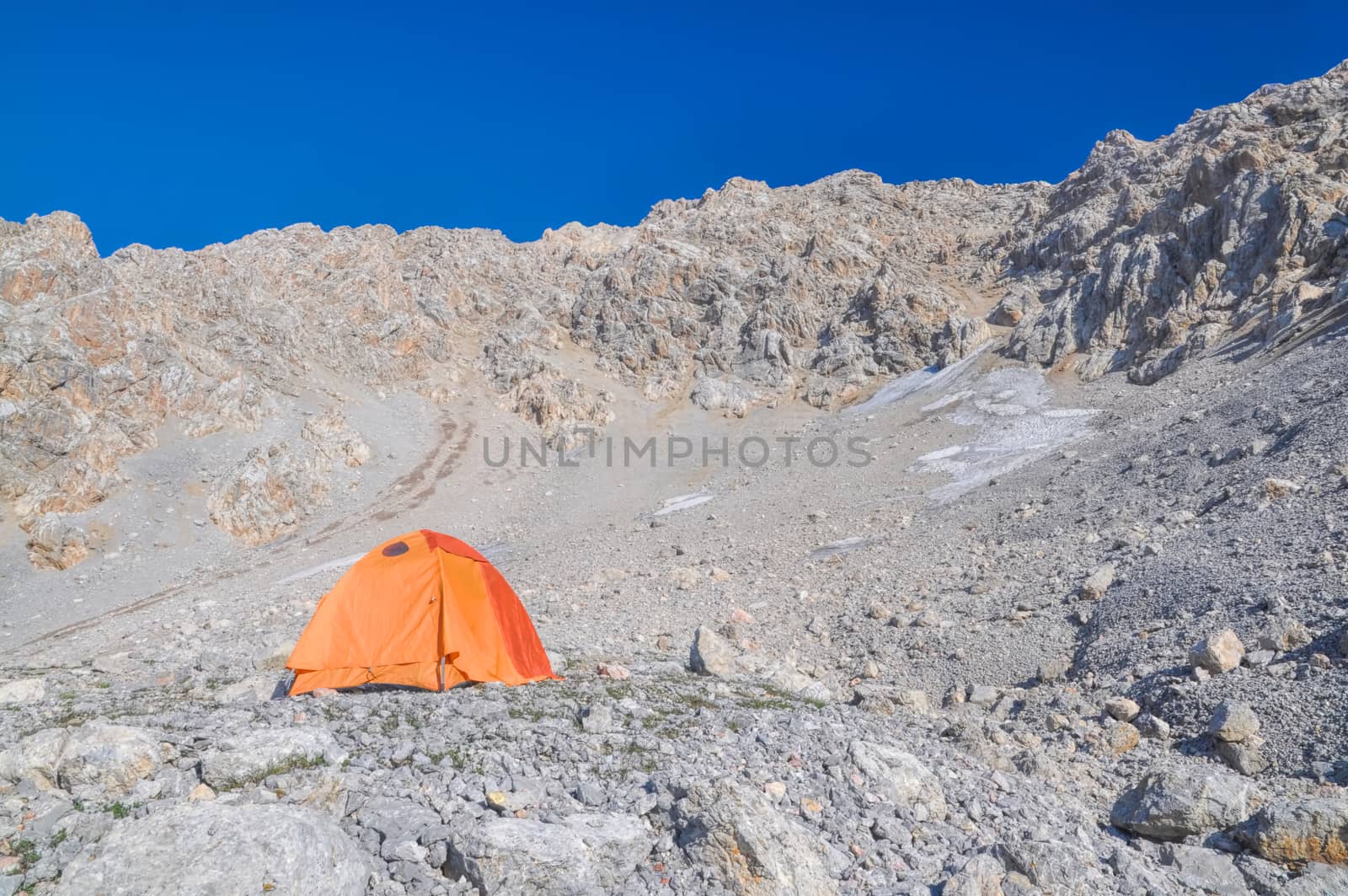 Camping in high altitudes in scenic mountains in Kyrgyzstan