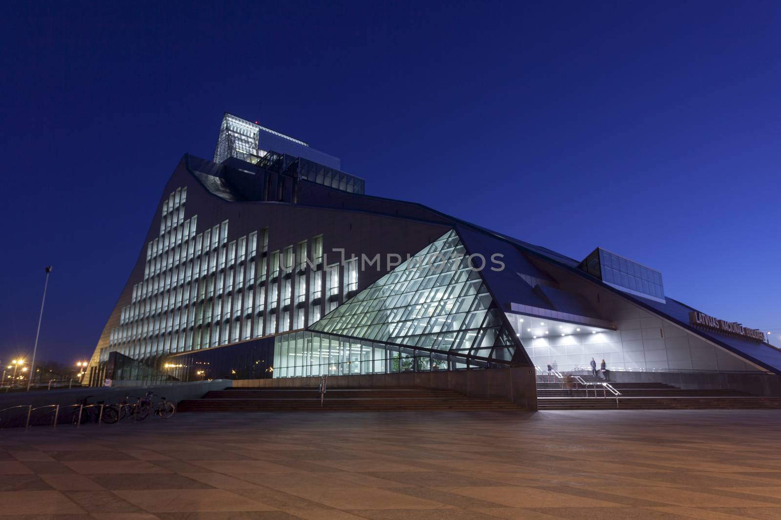 RIGA, LATVIA - OCTOBER 29, 2014: New Building of National Library of Latvia, known also as the Castle of Light will be the main venue in Riga for the Latvian Presidency of the Council of the European Union.