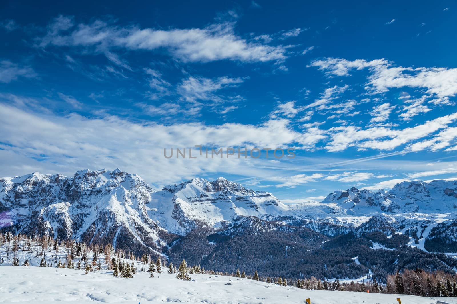 Ski Slope near Madonna di Campiglio Ski Resort, Italian Alps