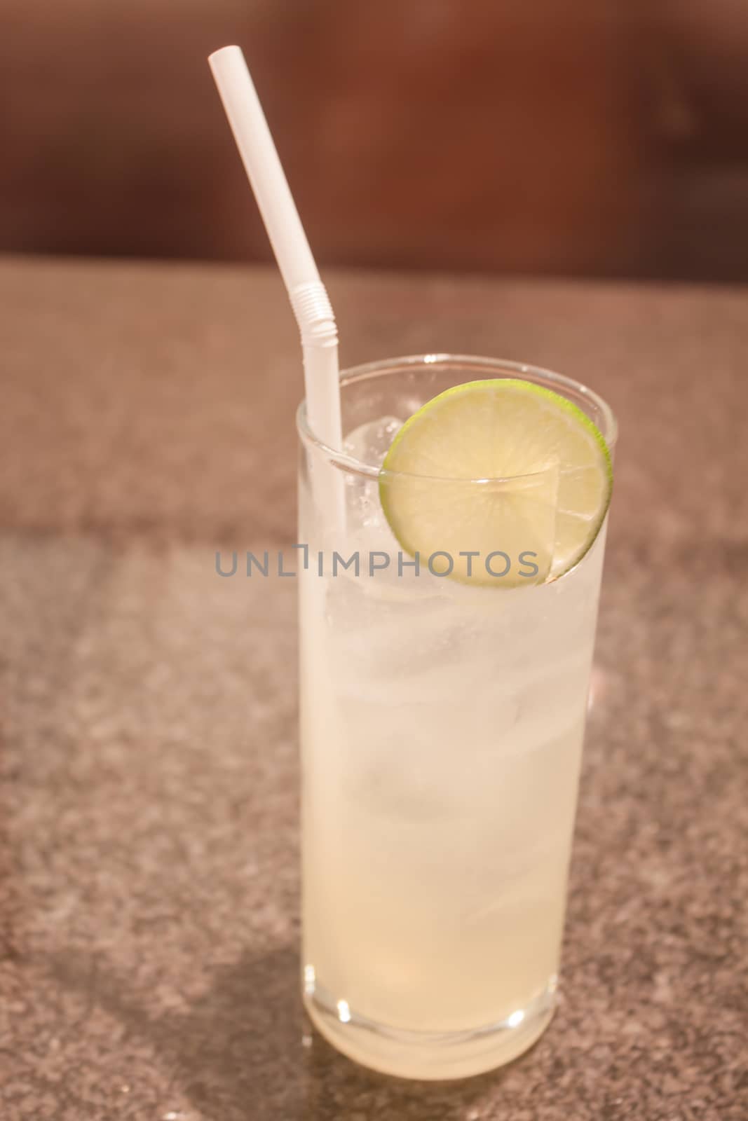 Glass of ice lemon juice, stock photo