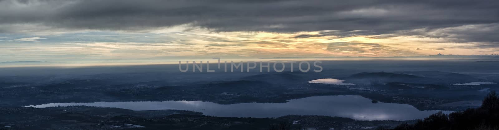 Sunset and landscape on the Varese lake, Lombardy - Italy