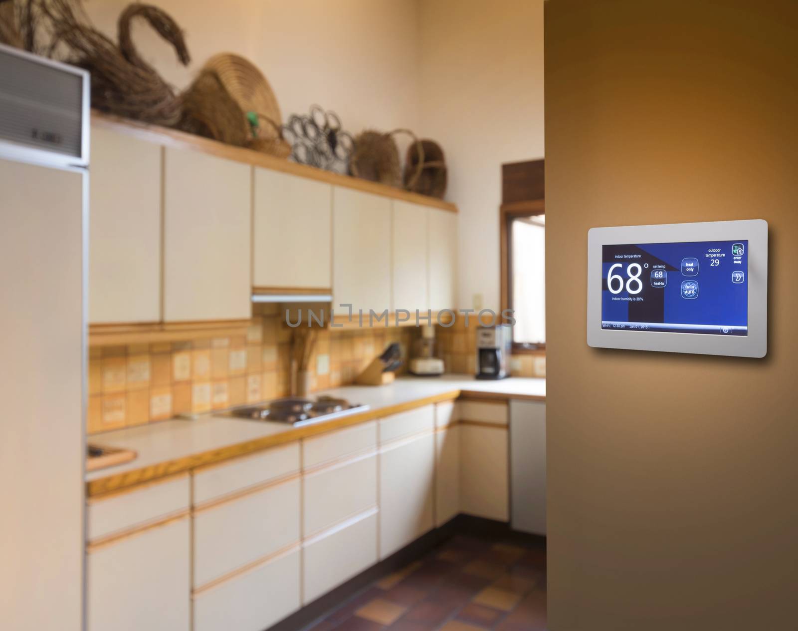 Programmable electronic thermostat for temperature control in kitchen
