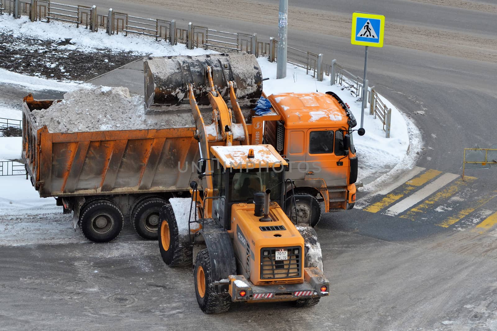 Cleaning of snow by means of special equipment