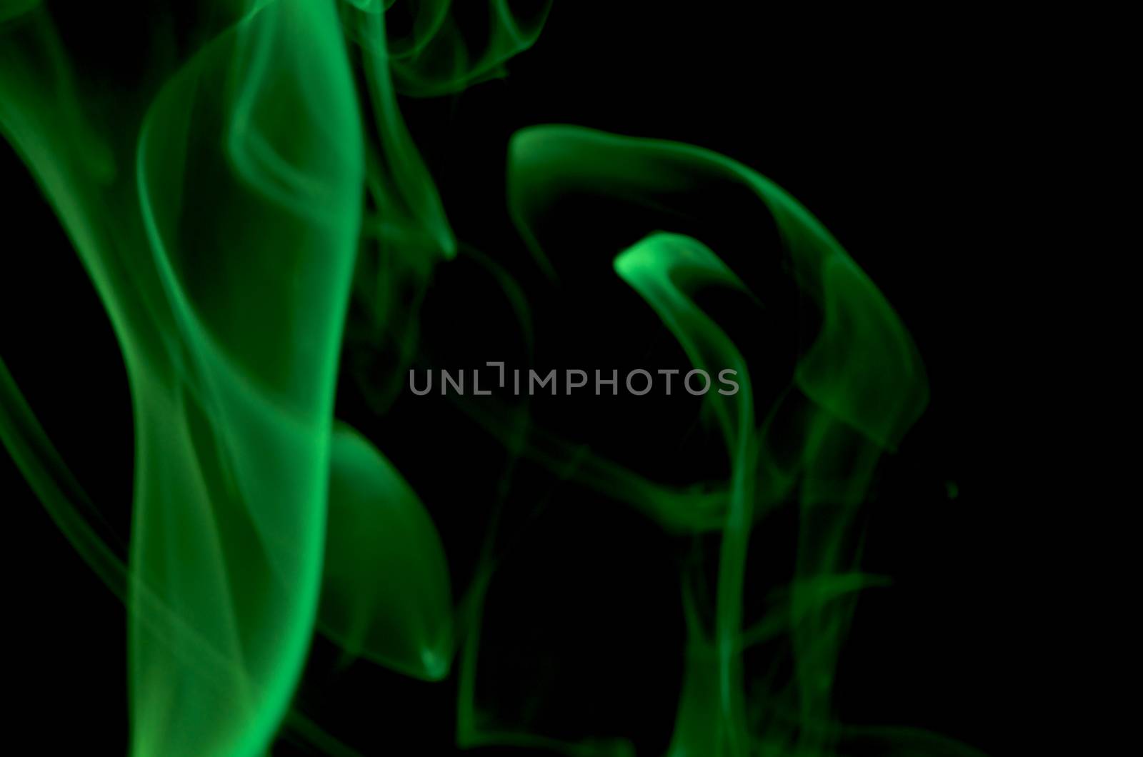 Abstract Green Smoke Figures on Black background