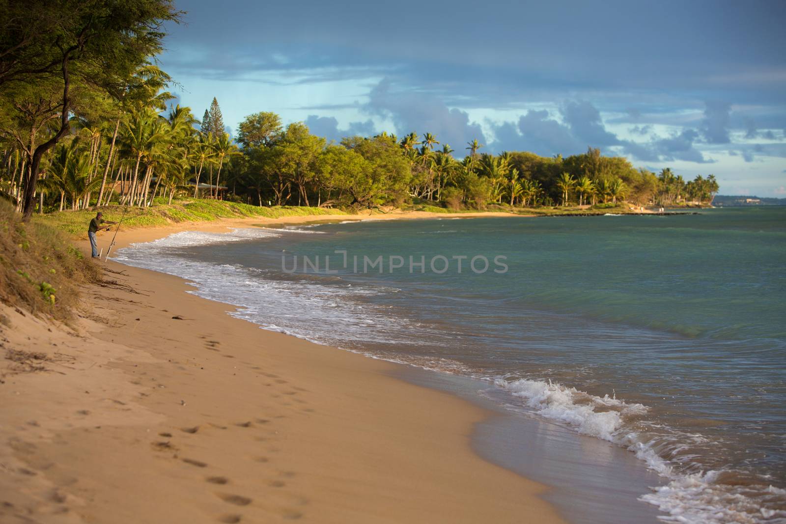 Kihei Beach with Distant Fisherman by Creatista