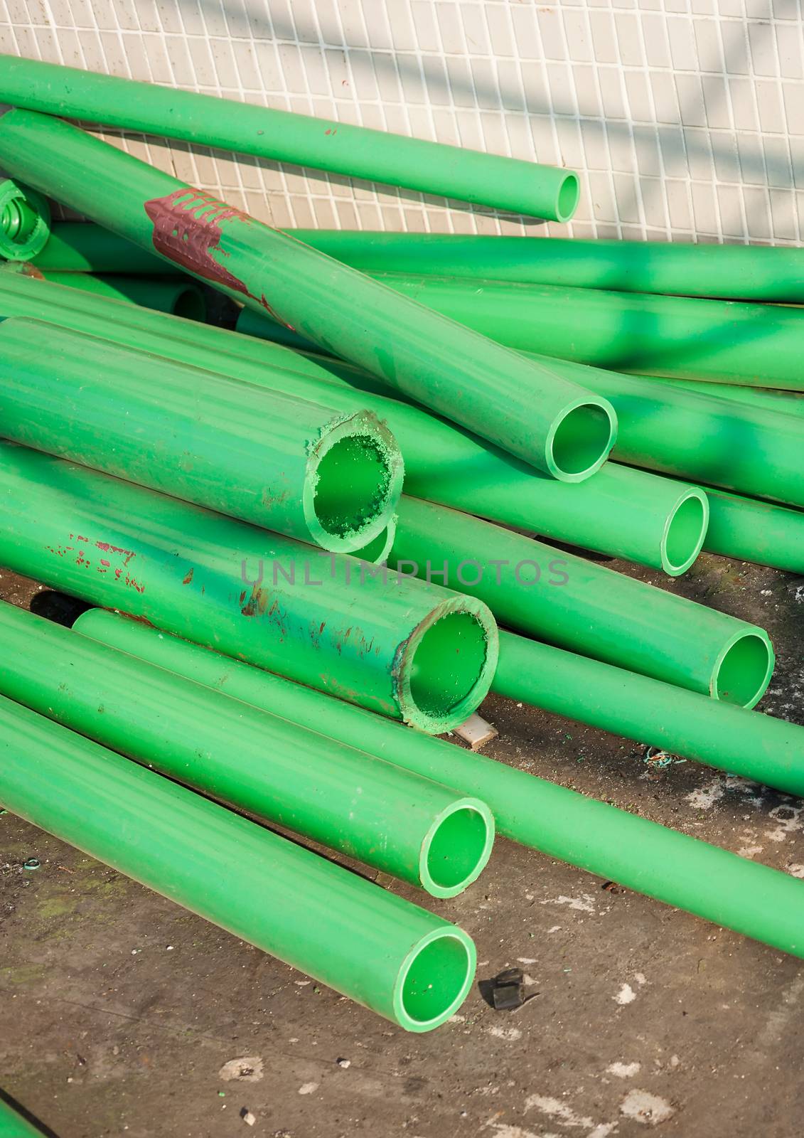Green color plastic tubes for industry .