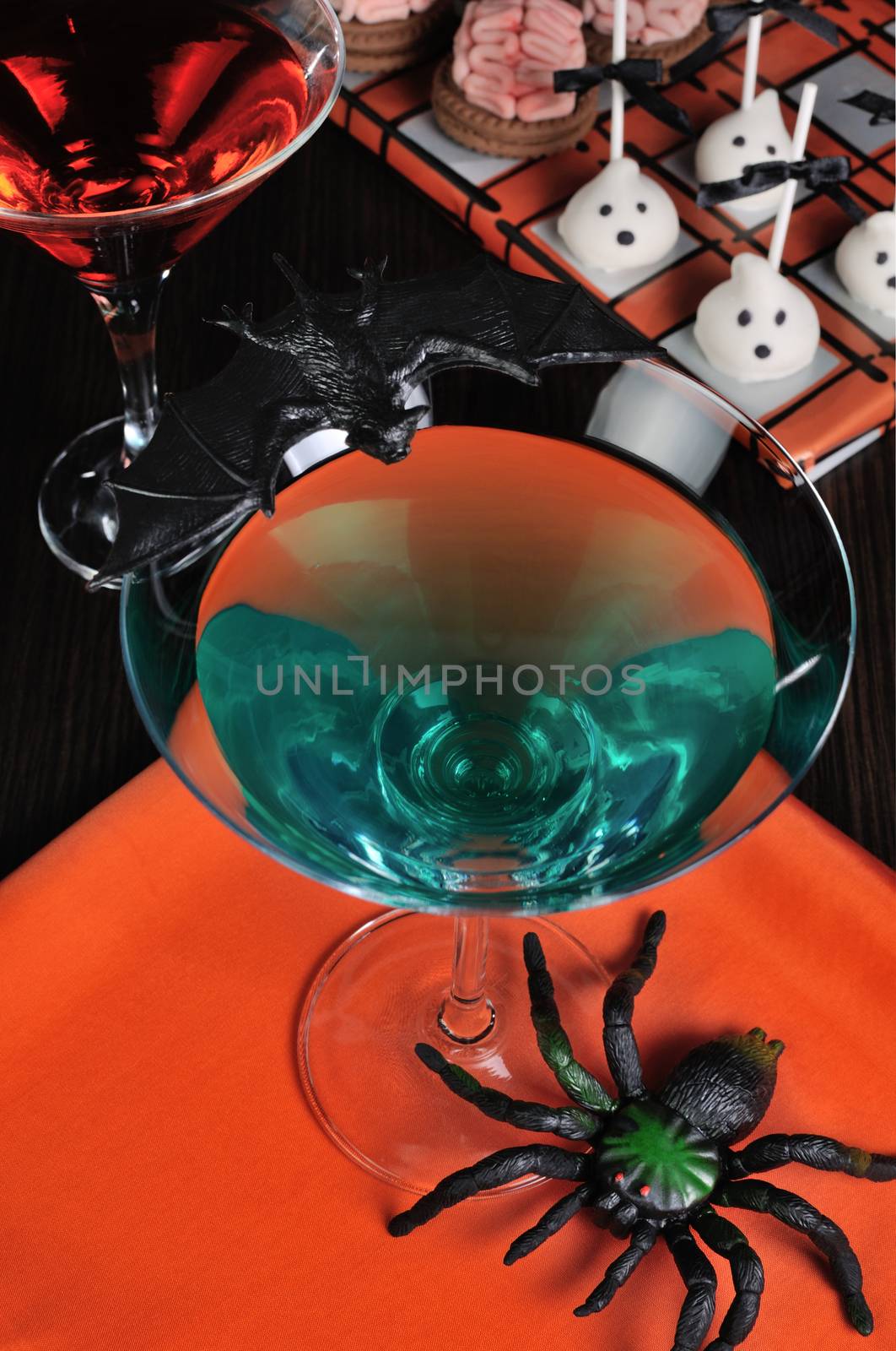Cocktail on the festive table on Halloween