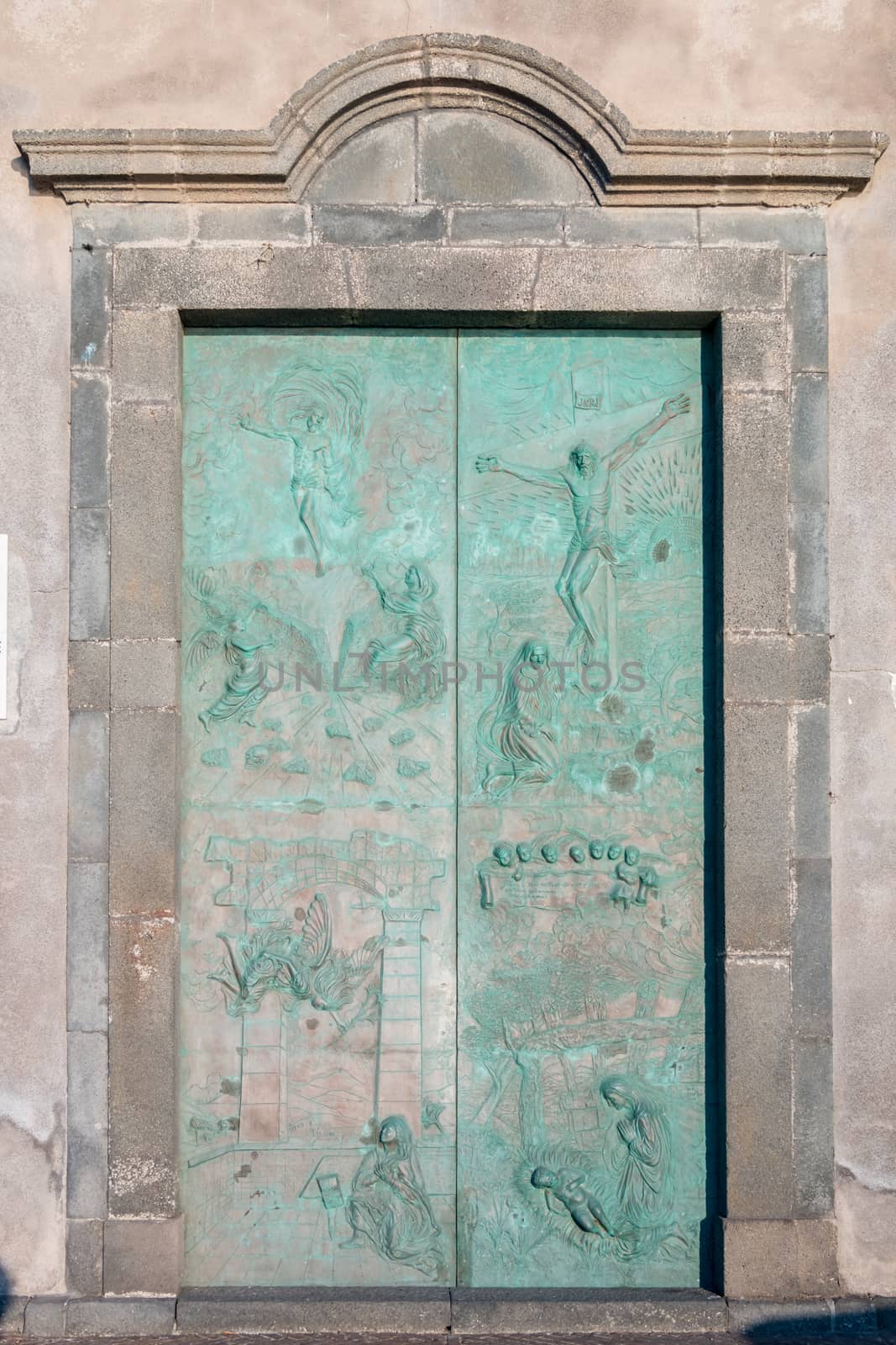 Church old Bronze door in eastern Sicily