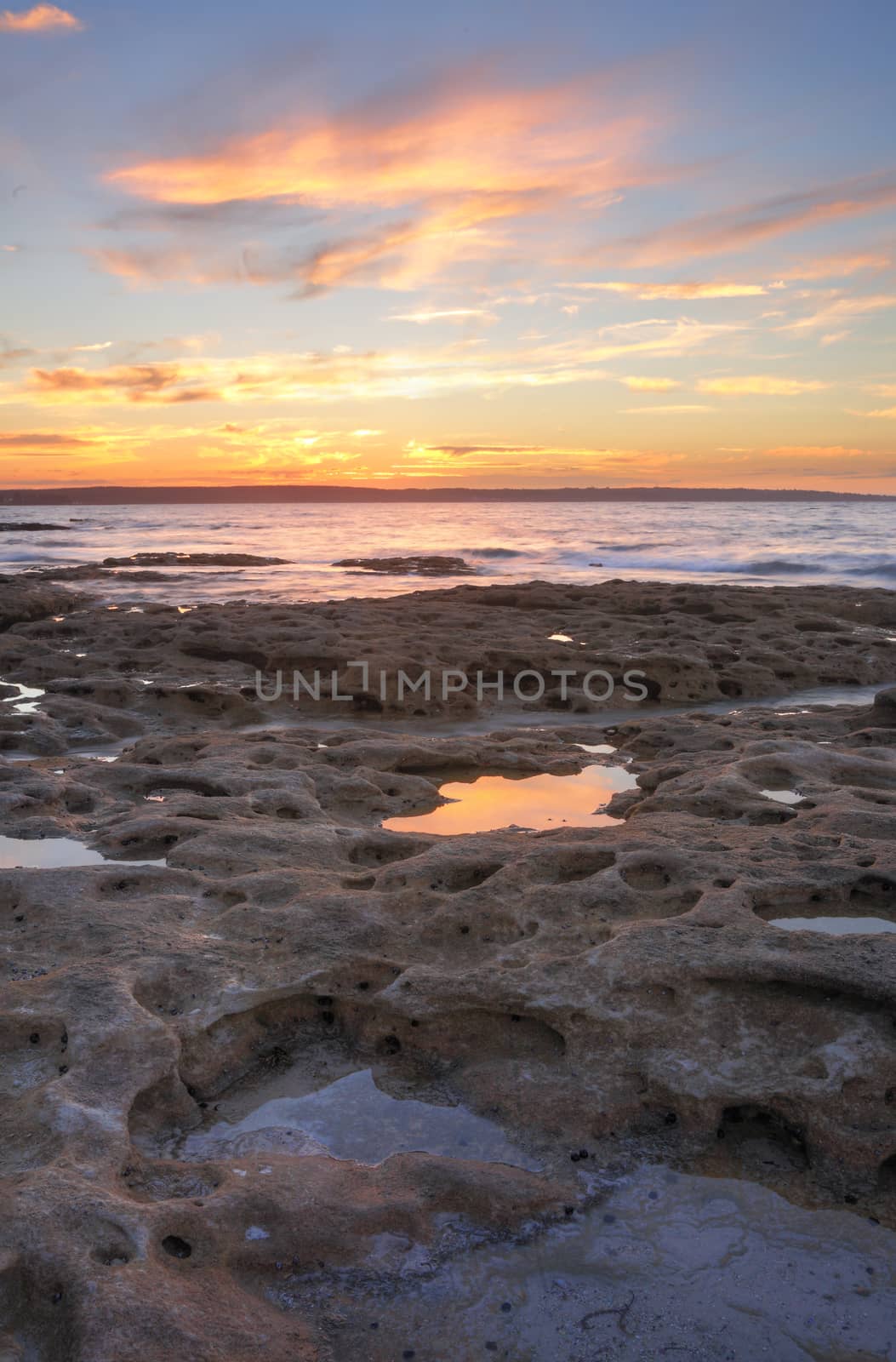 Sunset from Murrays Beach Jervis Bay on the south coast.