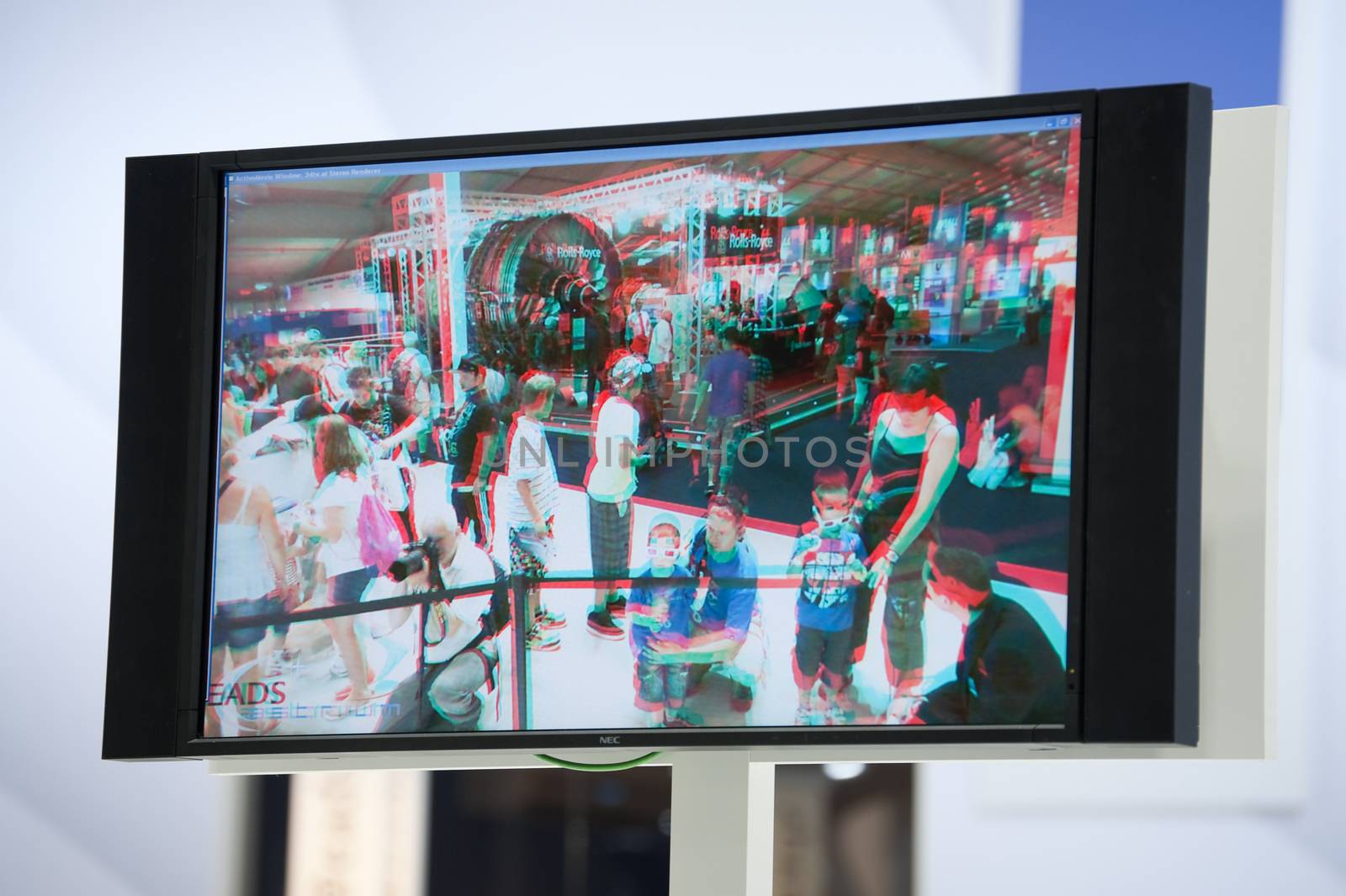 Farnborough, UK - July 25, 2010: Public demonstration by EADS of 3D television technology.