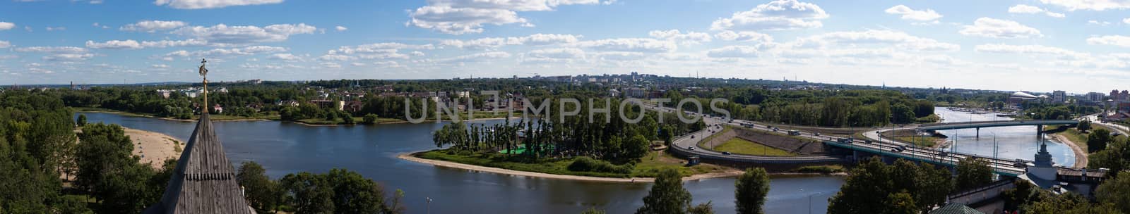 panorama of the city of Yaroslavl, Russia, in a sunny day