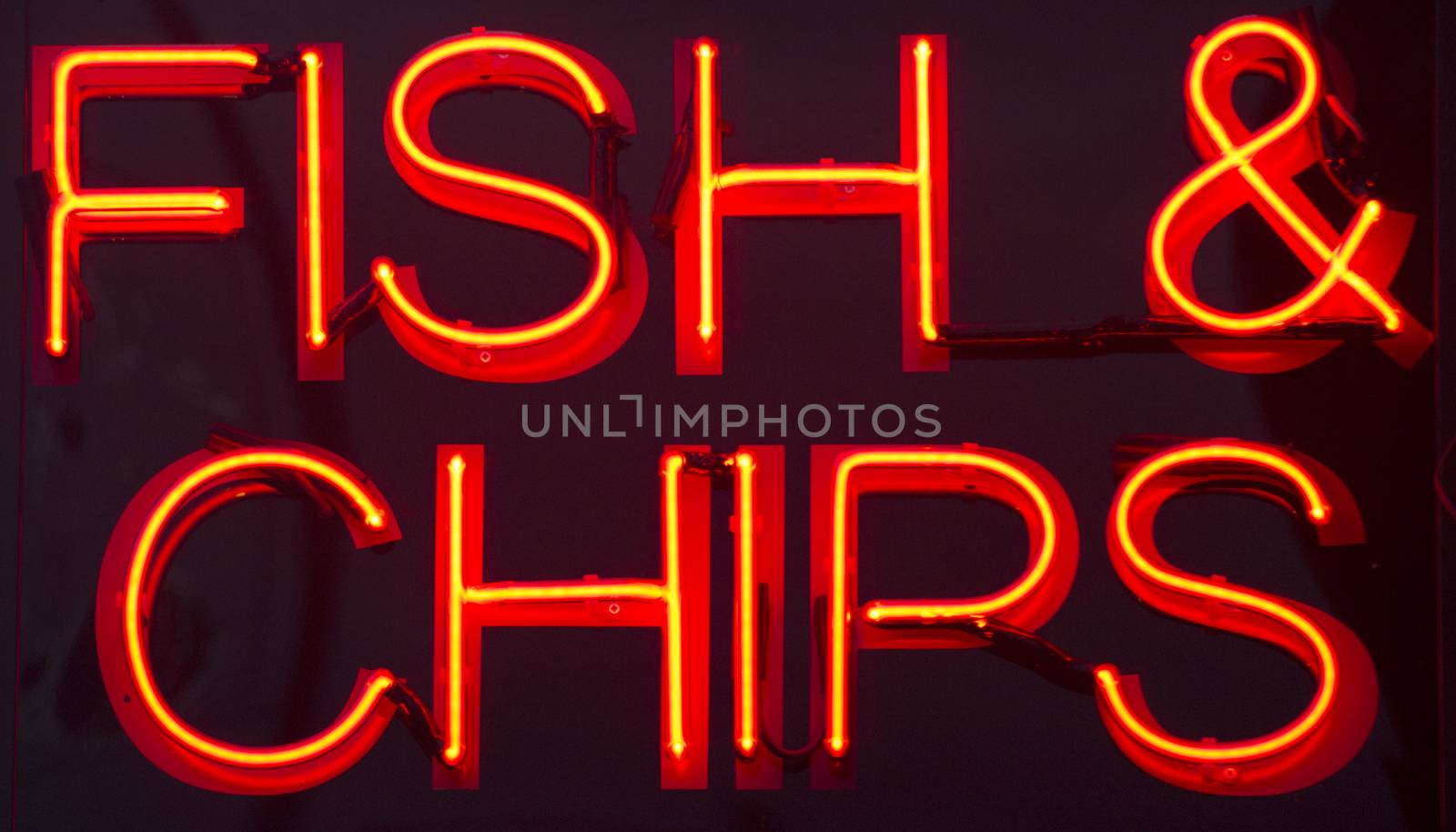Fish and chips restaurant neon sign by edwardolive