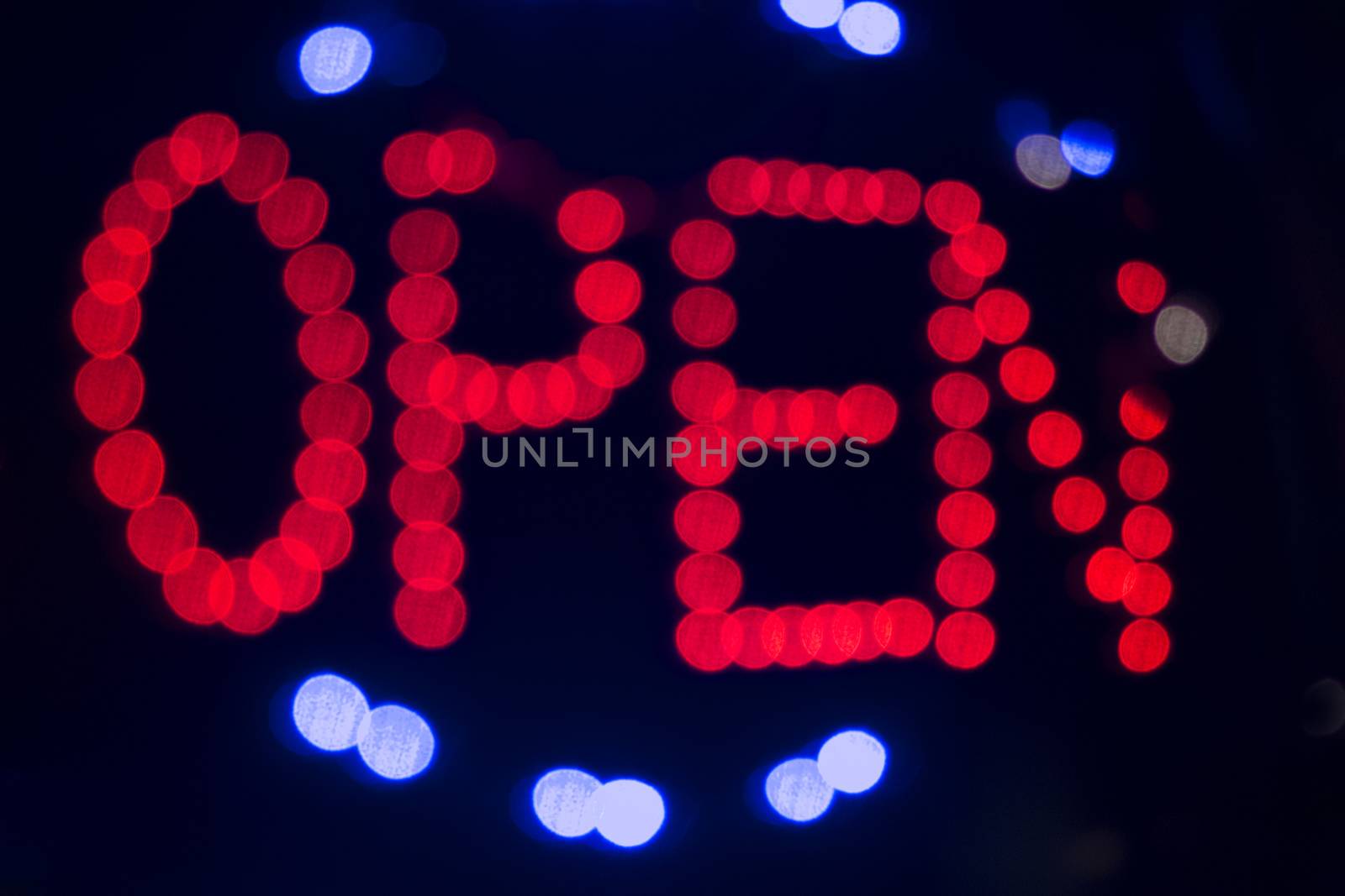 Neon open sign at night by edwardolive