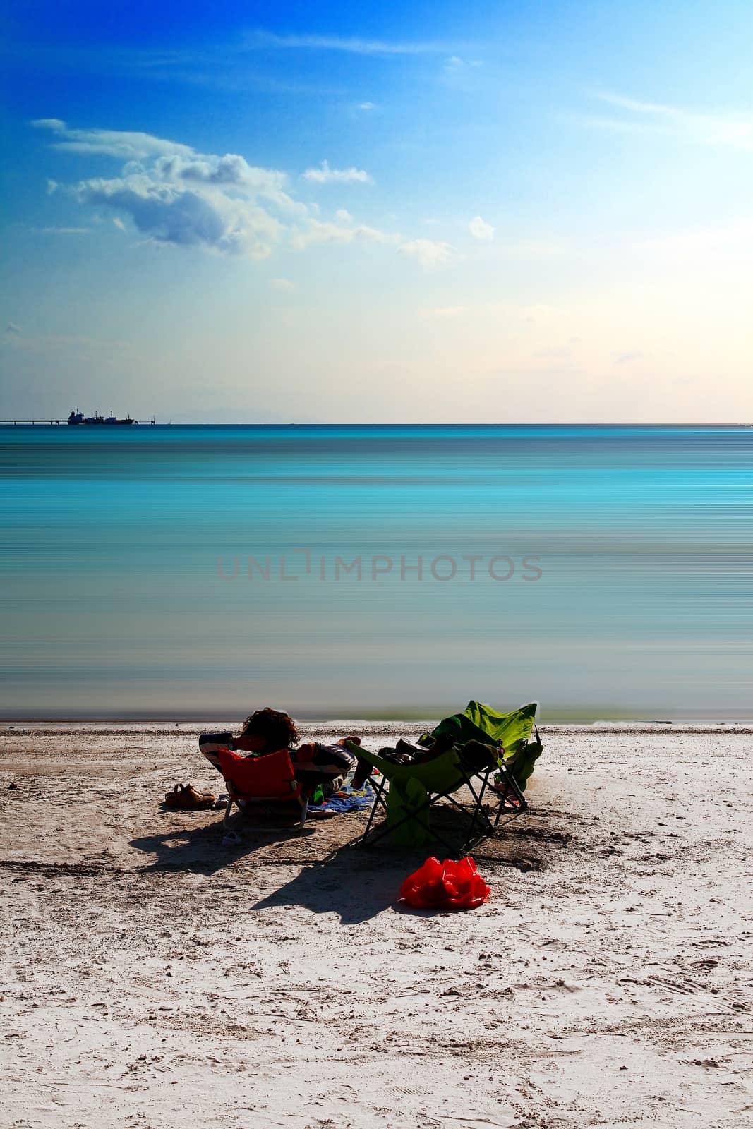 A man relaxing in a beach