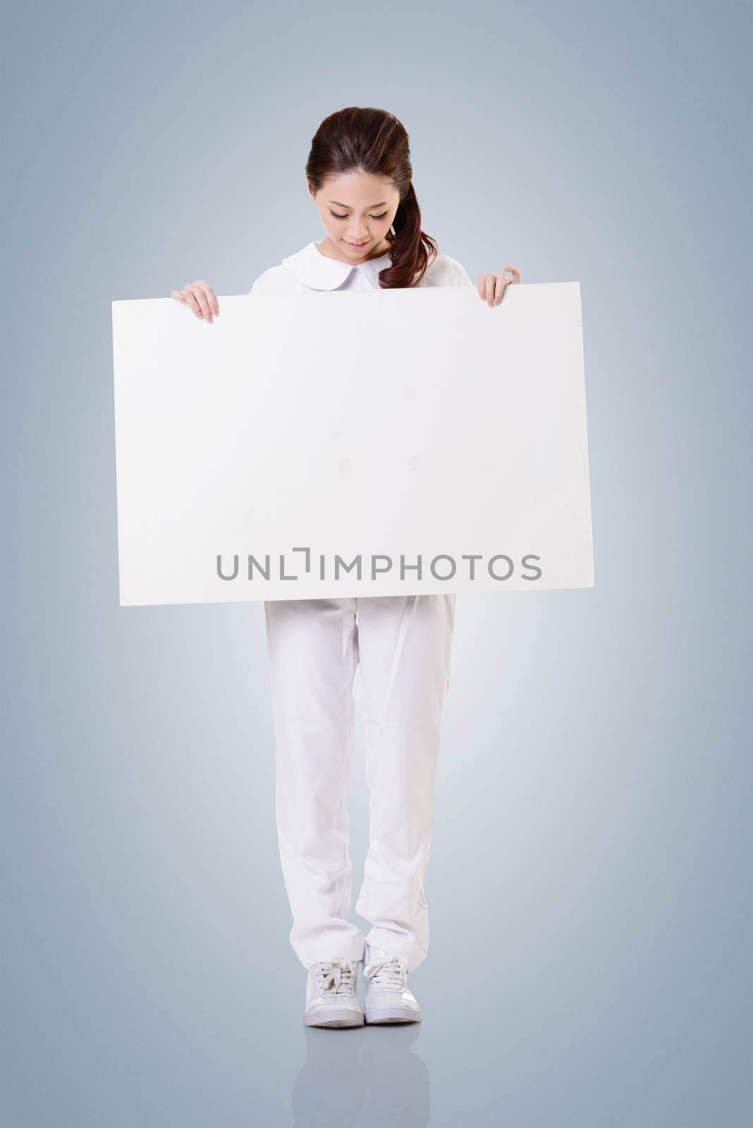 nurse with blank board by elwynn