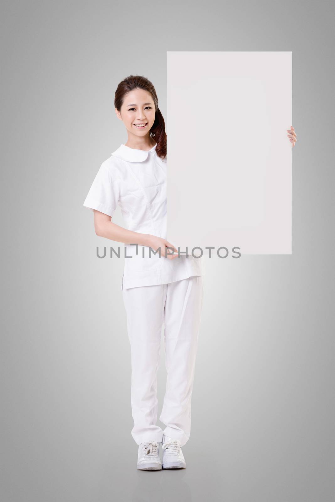 nurse with blank board by elwynn