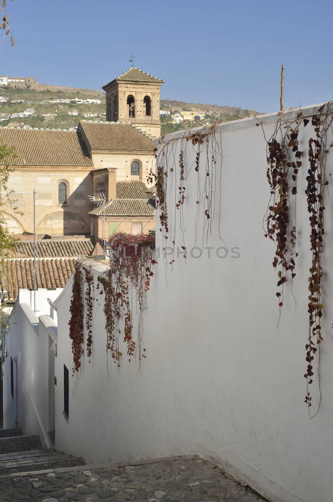 Church in the district of Albaycin in Granada,  Andalusia, Spain,