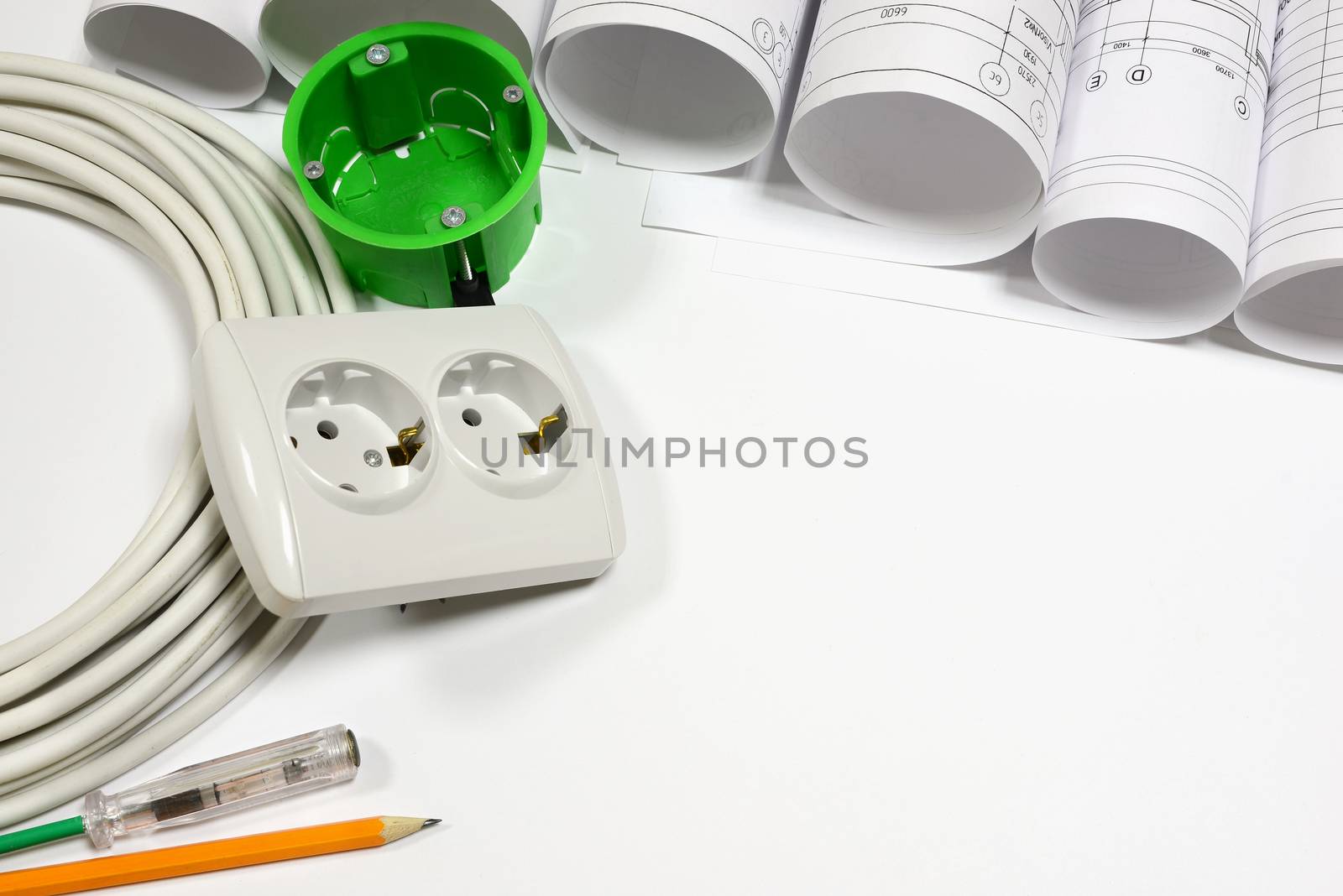 Drawing rolls, electrical hardware tools and appliances composition by cherezoff
