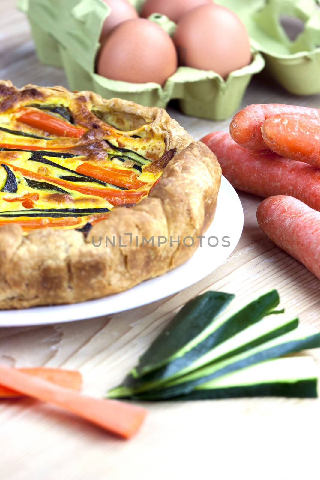 Italian savoury pie with carrots and zucchini