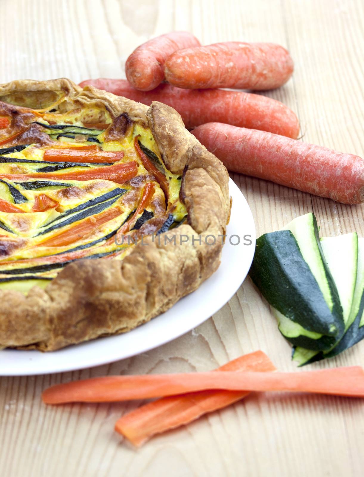 Italian savoury pie with carrots and zucchini