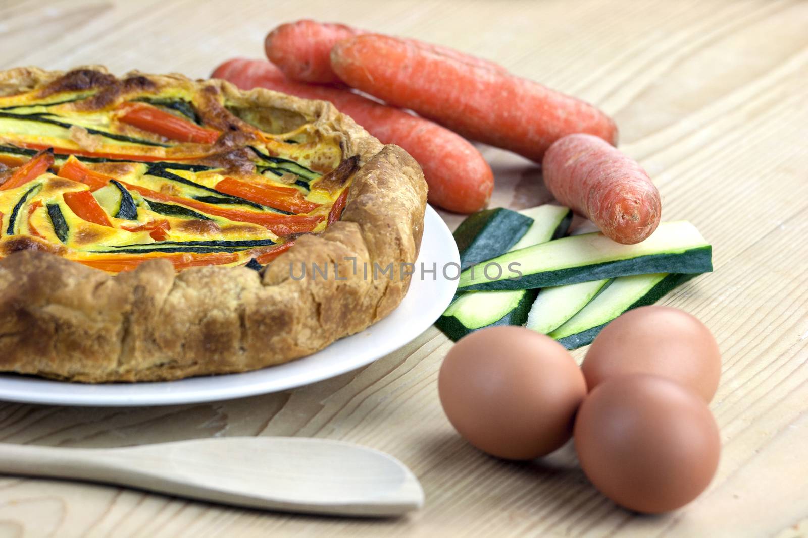 Italian savoury pie with carrots and zucchini