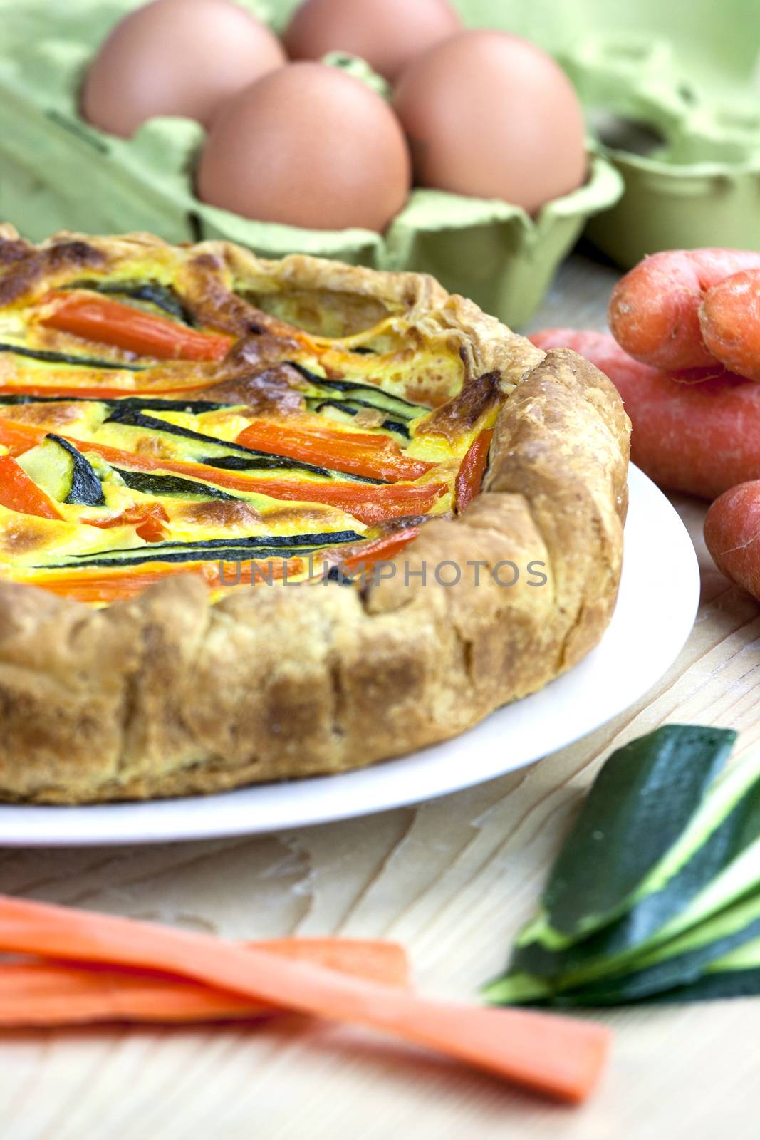 Italian savoury pie with carrots and zucchini