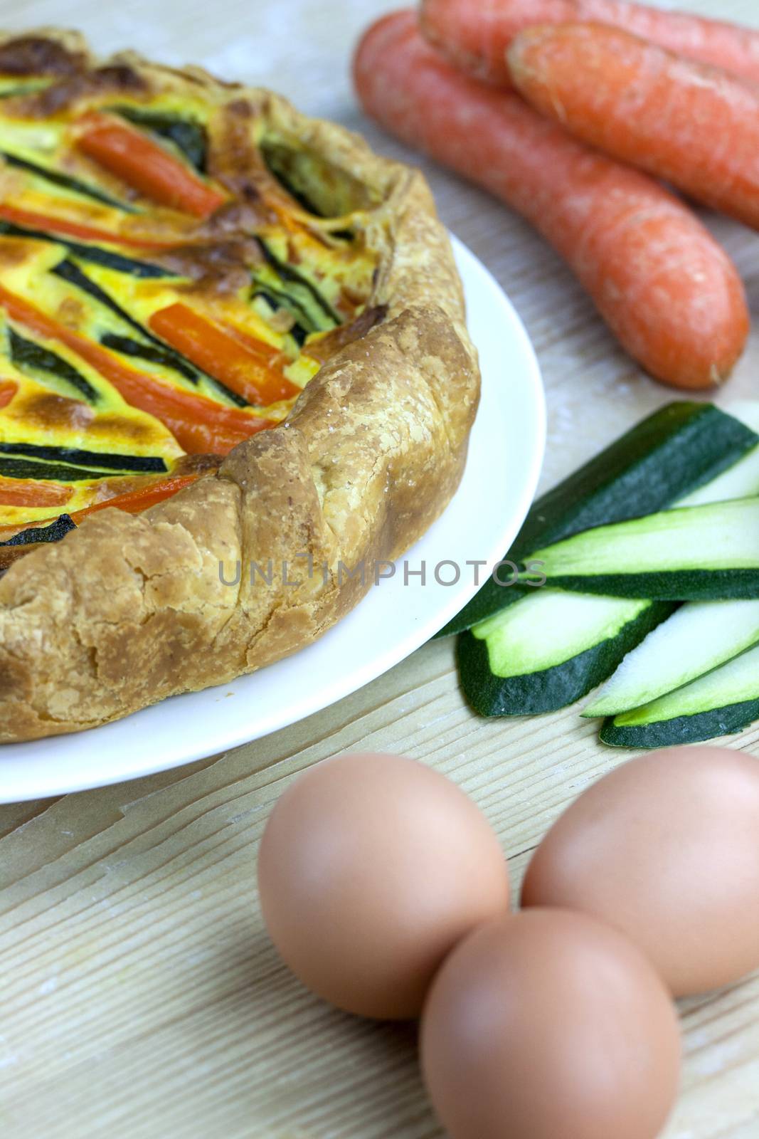 Italian savoury pie with carrots and zucchini