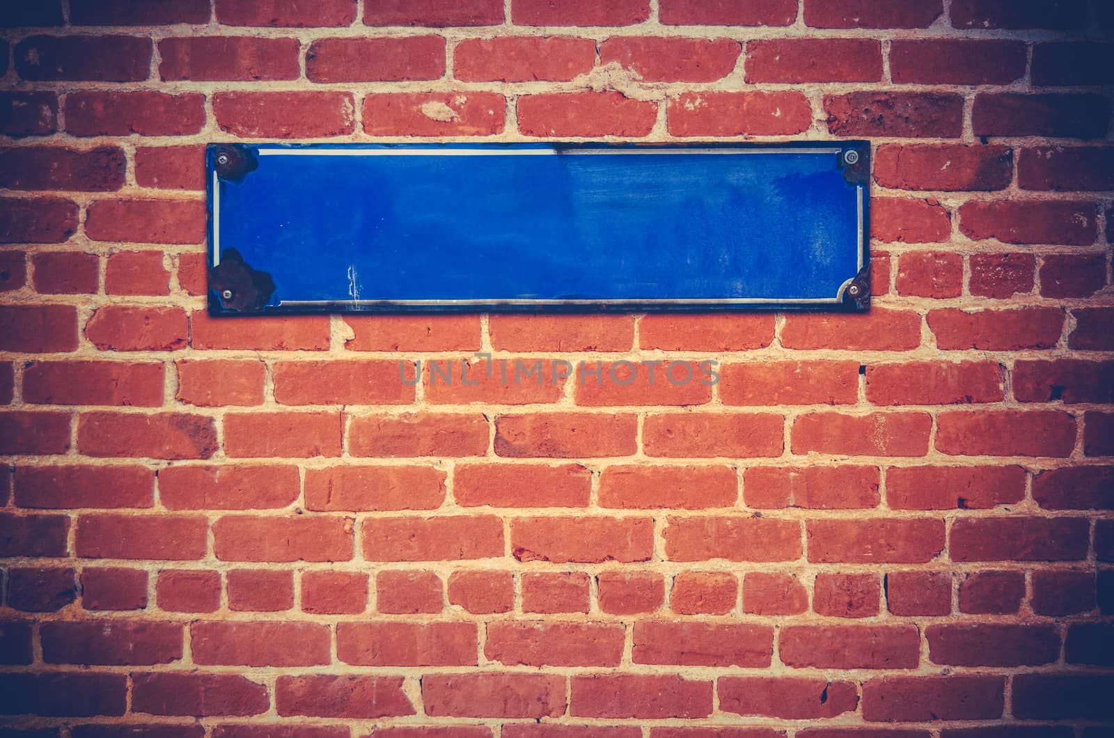 Blank Sign On A Brick Wall by mrdoomits