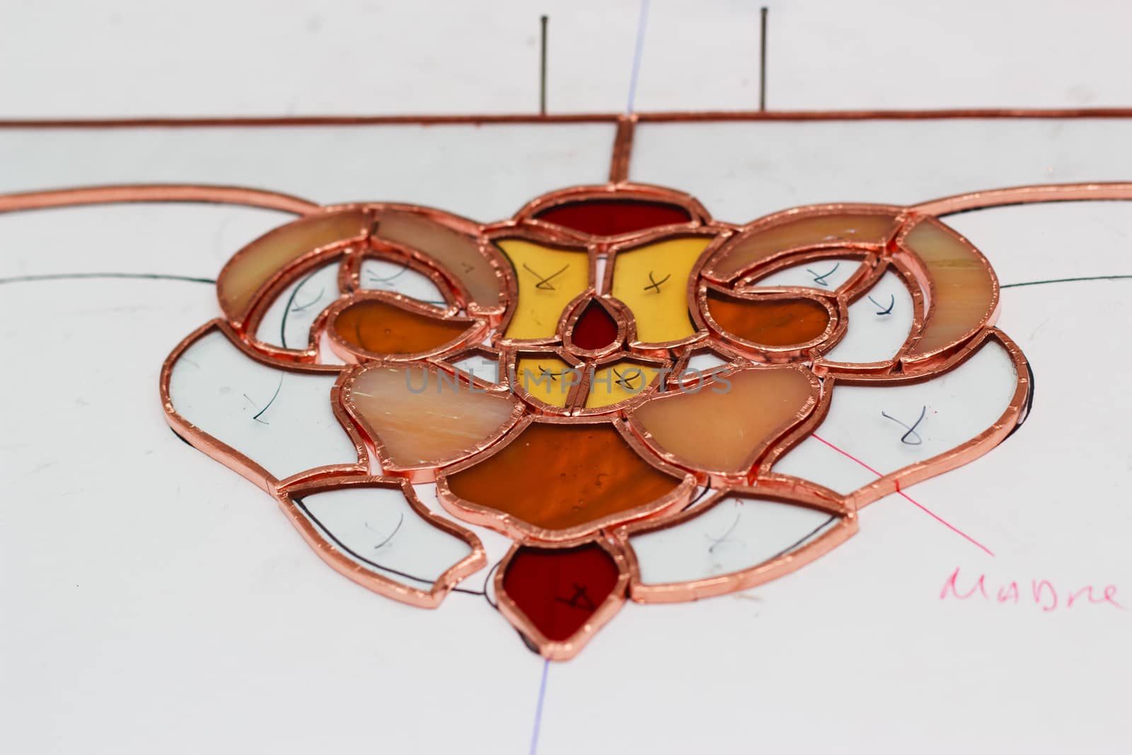 artistic processing of a Tiffany stained glass window with seal
