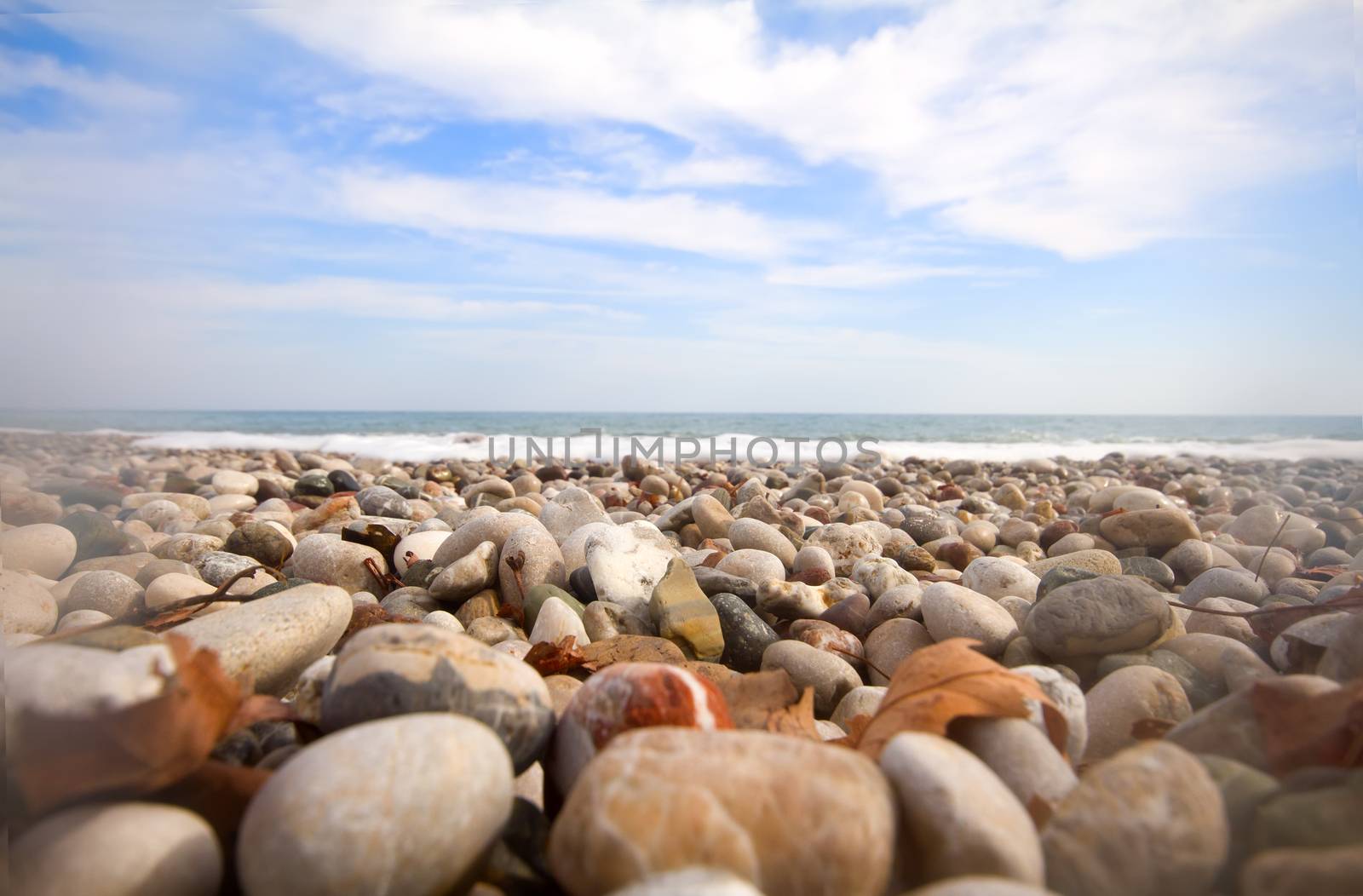 beach waves beautiful pebble Mediterranean Sea by max51288