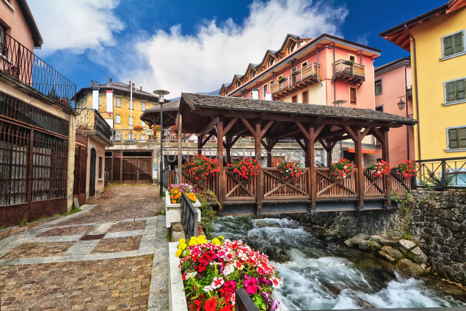 urban view in Pontedilegno, small town in Val Camonica, Lombardy, Italy