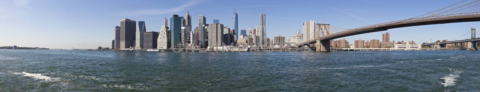 The New York City skyline w Brooklyn Bridge-extra large by hanusst