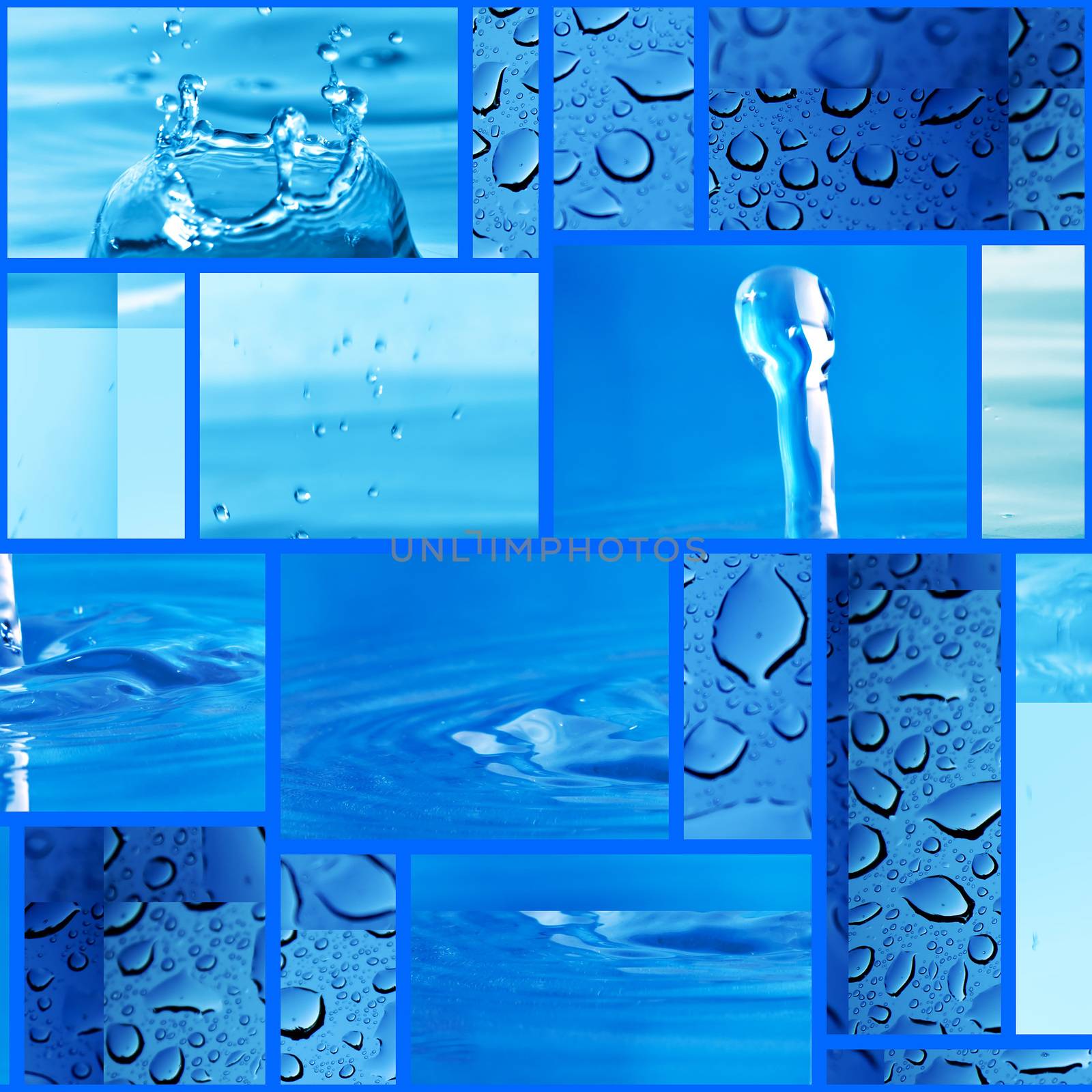 Blue Water Drops Montage by graficallyminded