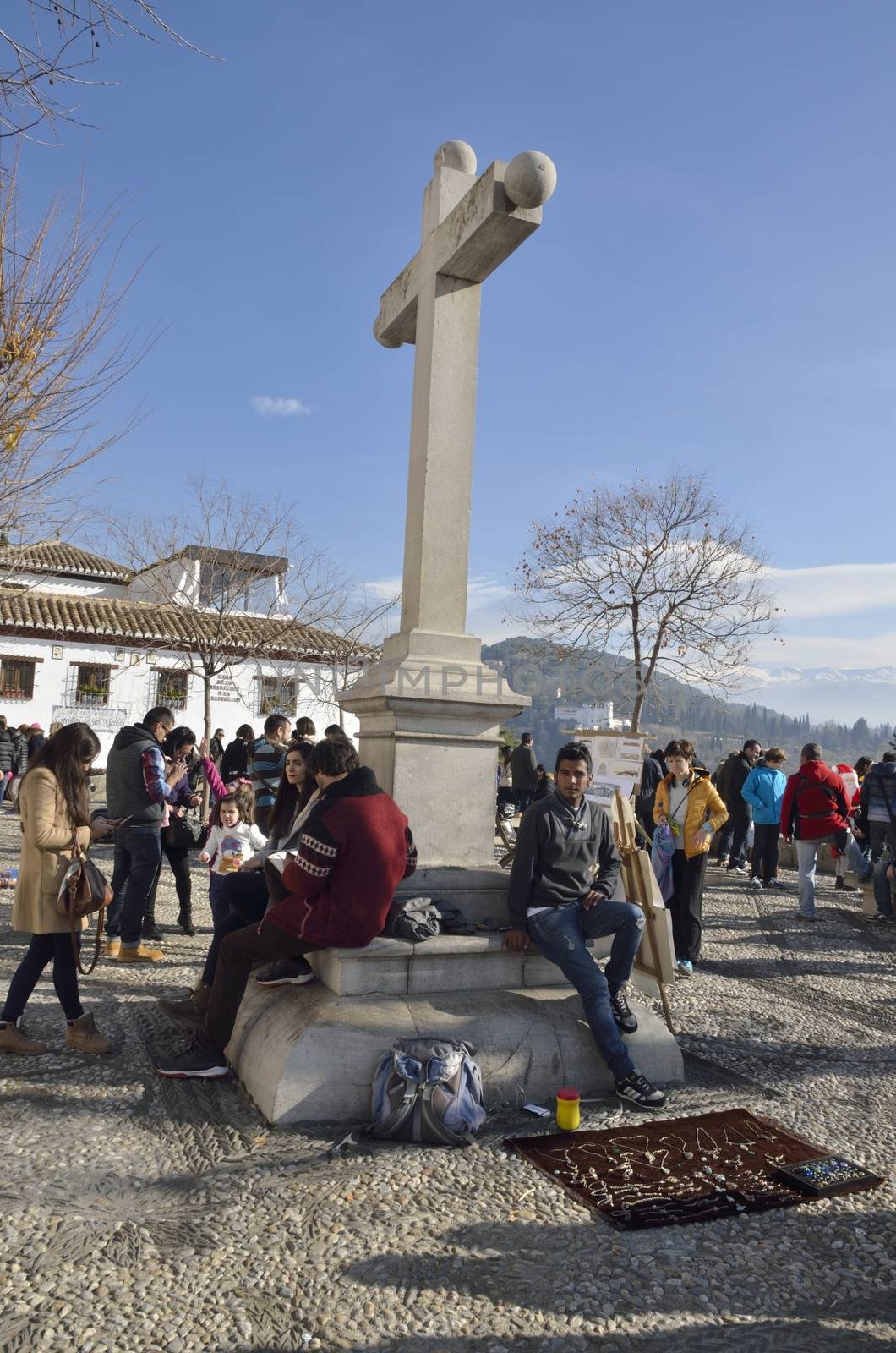 Plaza San Nicholas in the district of  Albaycin in Granada,  Andalusia, Spain.