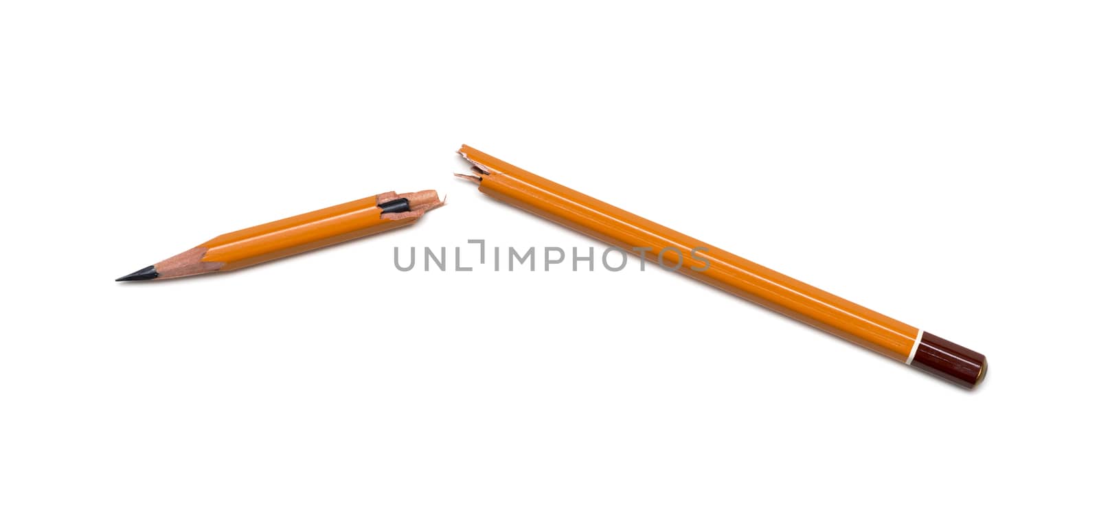 broken pencil on a white background