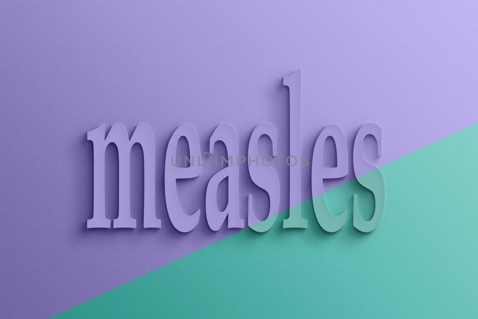3D text with shadow and reflection, measles.