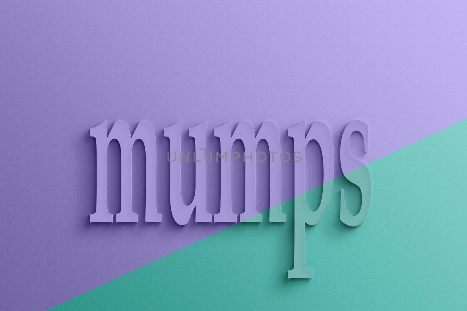 3D text with shadow and reflection, mumps.