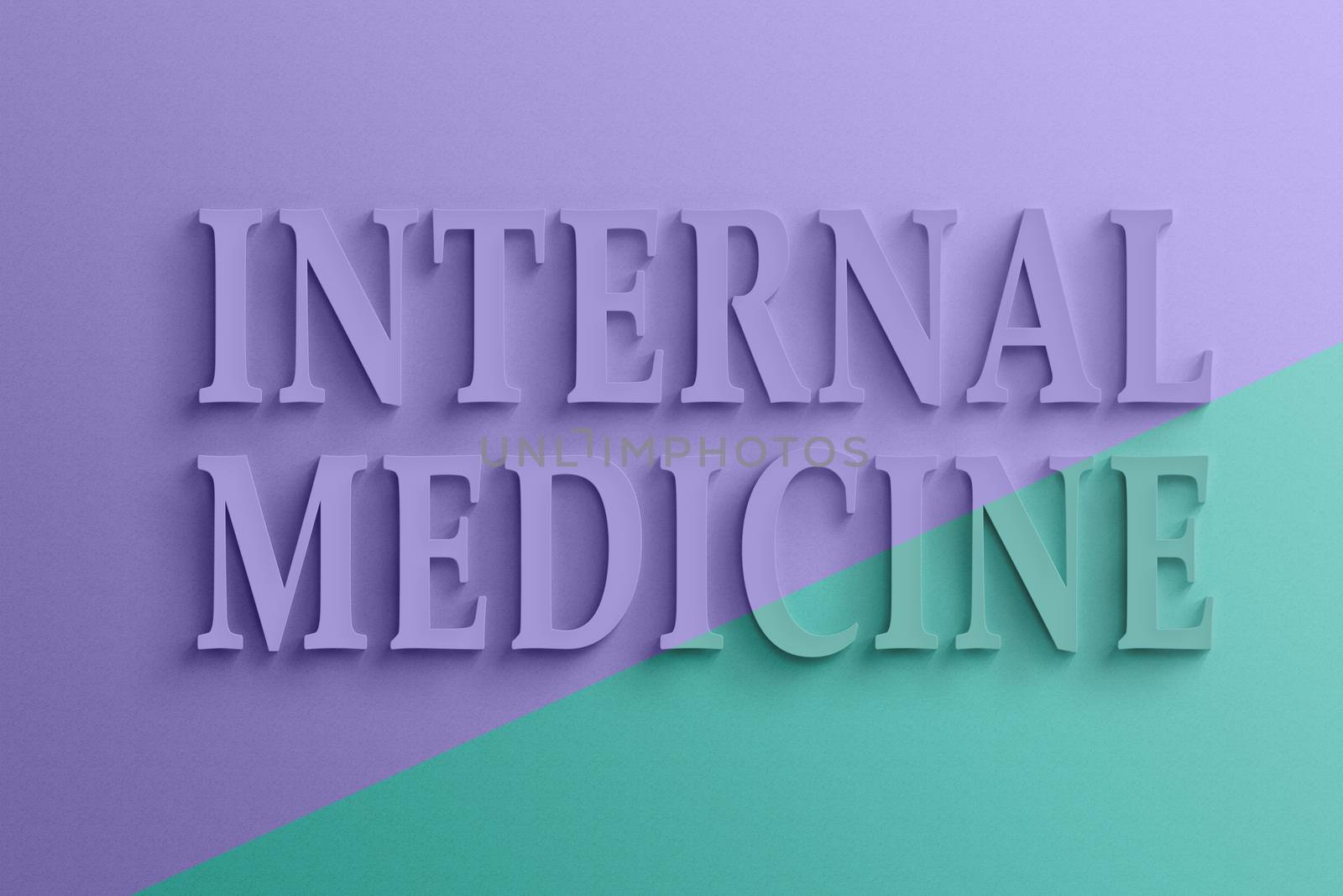 3D text with shadow and reflection, internal medicine.