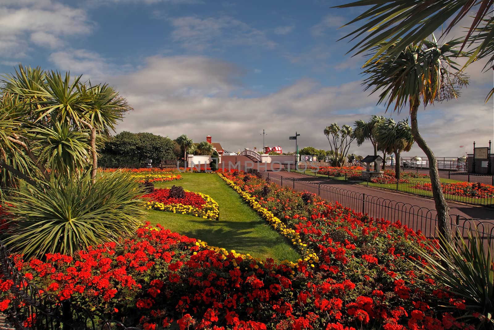 The gardens allong the sea front at Clacton on Sea in Essex, England are very attractive.