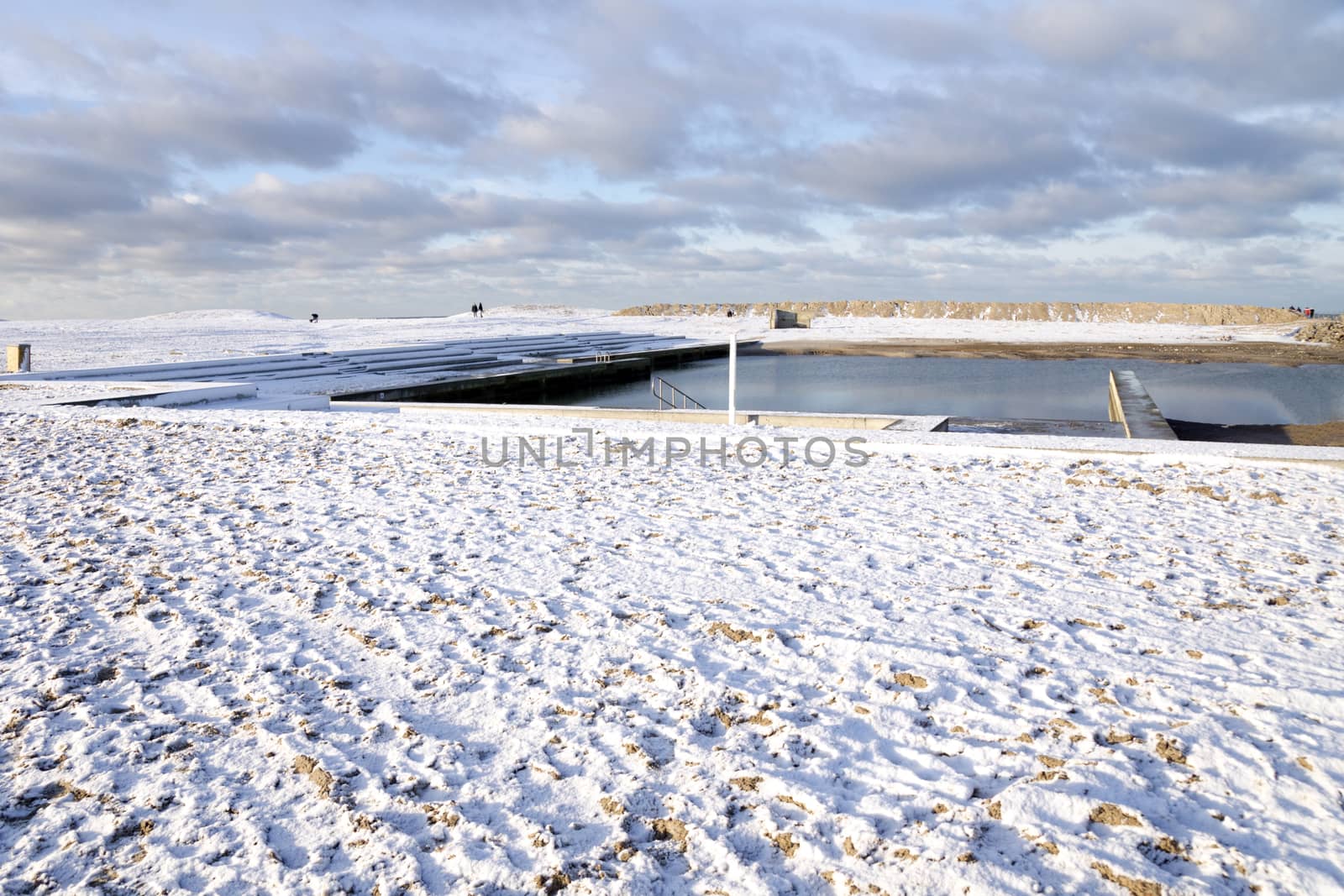 Sea bath in winter in Denmark Nørre Vorupør North Jutland